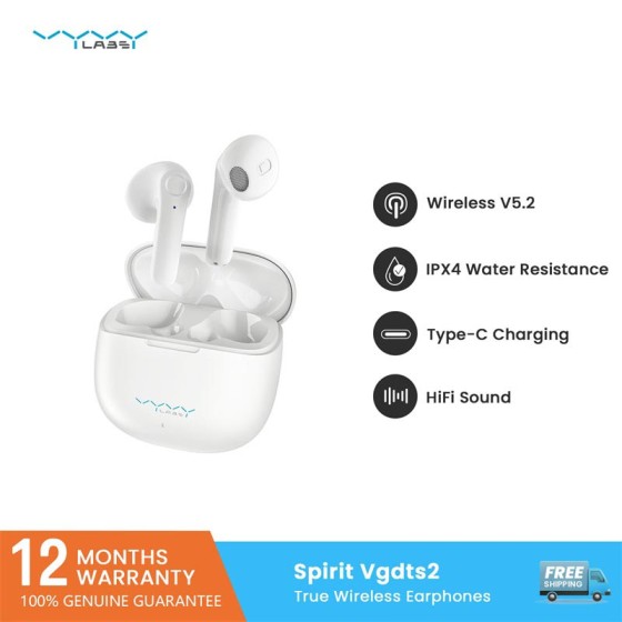 Vyvylabs Spirit True Wireless Earphones White- VGDTS2-01