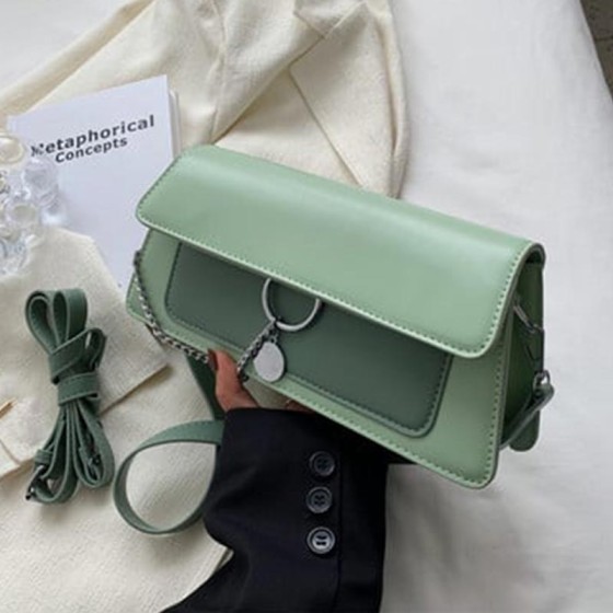 Modern Women's Bag with Stylish Metal Chain for Women Rectangle Bag