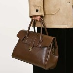 Retro Handheld Dress Bag Vintage Leather Tanned Large-Capacity Briefcase Women's Business Trip Work Clothing Bag