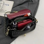 Women's Black Woven Leather Crossbody Bag with Detachable Shoulder Strap & Zip Closure