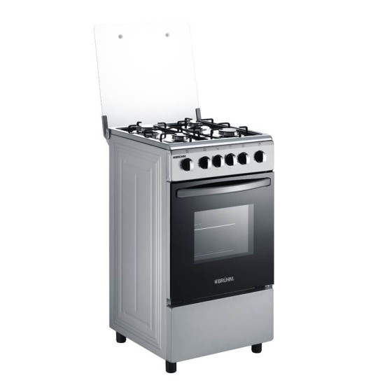 Bruhm Gas Cooker – 4 Burner, Double Oven Grill- Silver BGC-5540IS