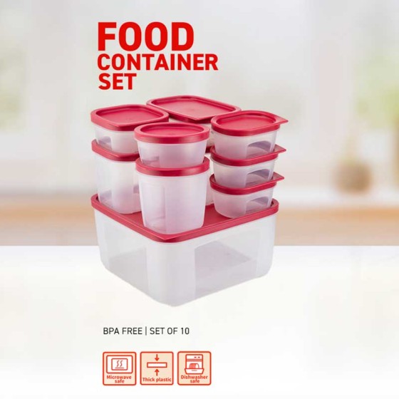 Set of 10 Food Container Set 10 Piece Premium Food Container Set KMTT120R