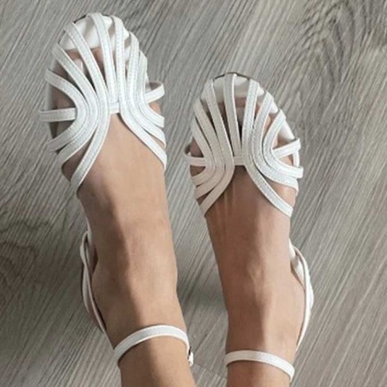 Summer Casual Flat Shoes  Baotou Striped Sandals For Women