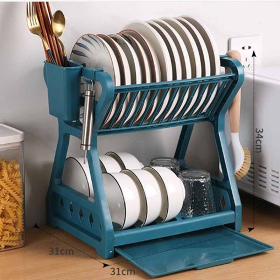 Simple Kitchen Double-Layer Drain Dish Storage Rack Multi-Purpose Storage Rack Dish Rack
