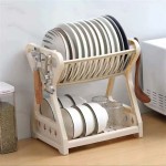 Simple Kitchen Double-Layer Drain Dish Storage Rack Multi-Purpose Storage Rack Dish Rack