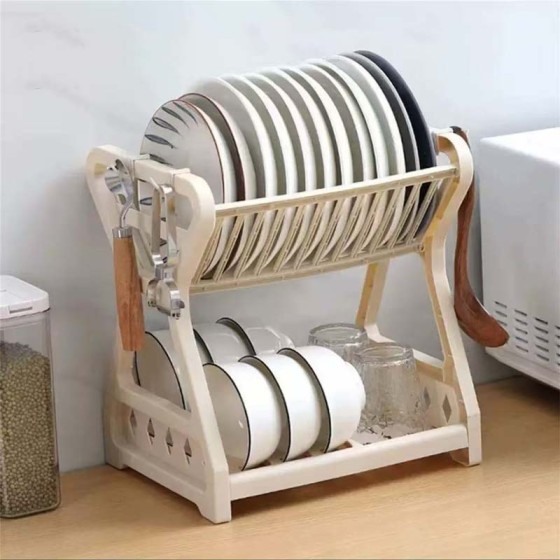 Simple Kitchen Double-Layer Drain Dish Storage Rack Multi-Purpose Storage Rack Dish Rack