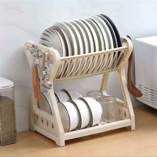 Simple Kitchen Double-Layer Drain Dish Storage Rack Multi-Purpose Storage Rack Dish Rack