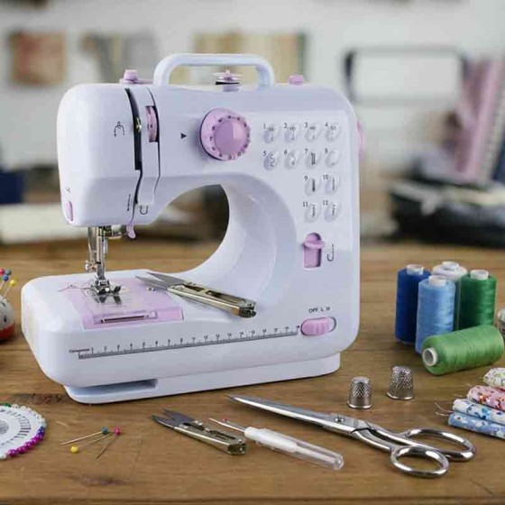 Decakila Multifunction Sewing Machine KUTT031W - 12 Built-in Stitches, Double-Thread, Buttonhole Maker for Beginners & Crafting