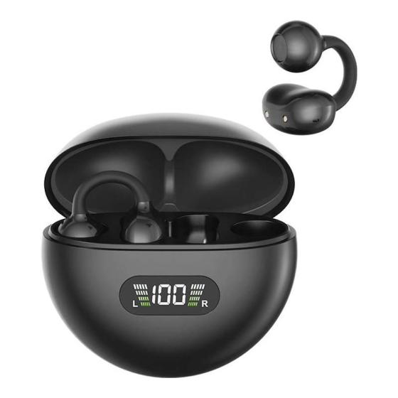 Open-Ear Clip Wireless Earbuds – Bluetooth 5.4 with LED Display