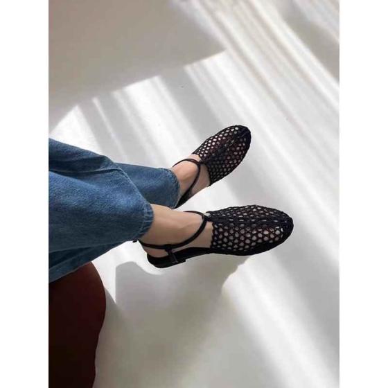 Women's Woven Fishnet Flat Sandals