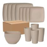 16-Piece Wheat Straw Square Dinnerware Set