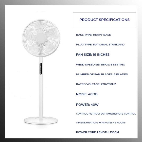 Smart 16-Inch Standing Fan with Remote Control