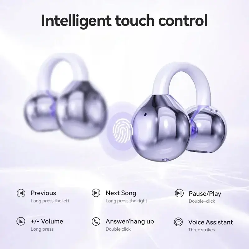 Open-Ear Clip Wireless Earbuds – Bluetooth 5.4 with LED Display