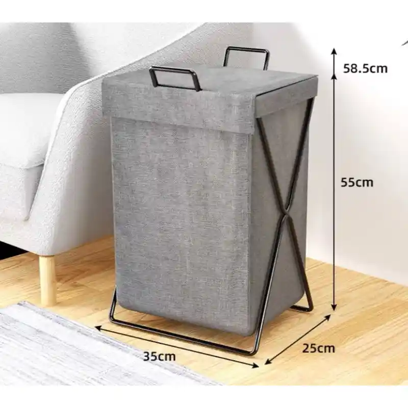 Foldable Laundry Basket with Metal Stand