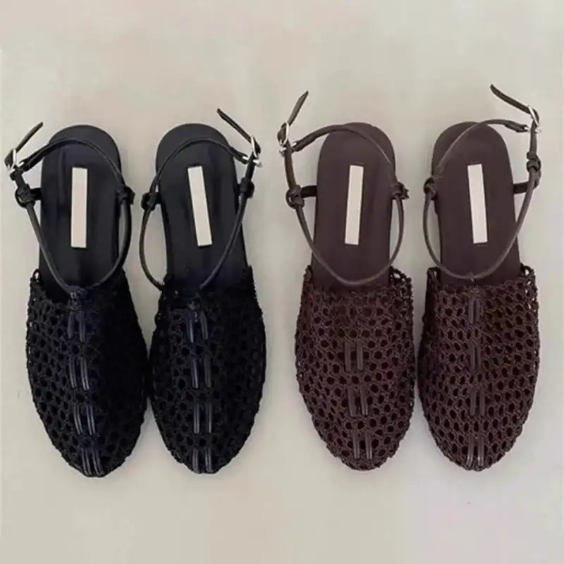 Women's Woven Fishnet Flat Sandals