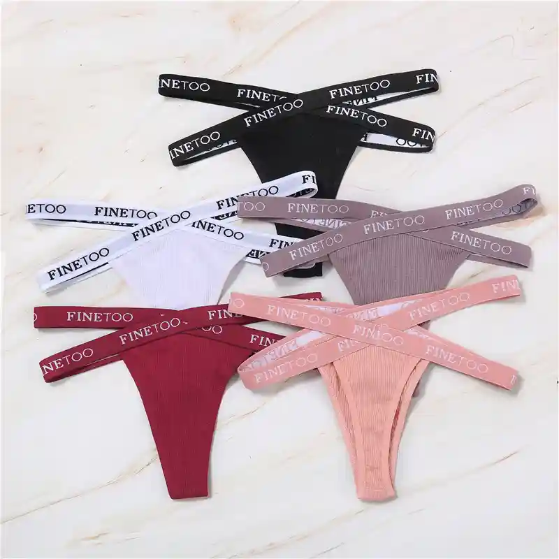 Women's Criss-Cross Waistband Ribbed Cotton Thong