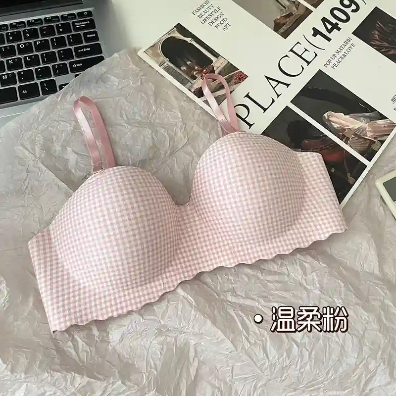 Women's Plaid Wireless Push-Up Bra