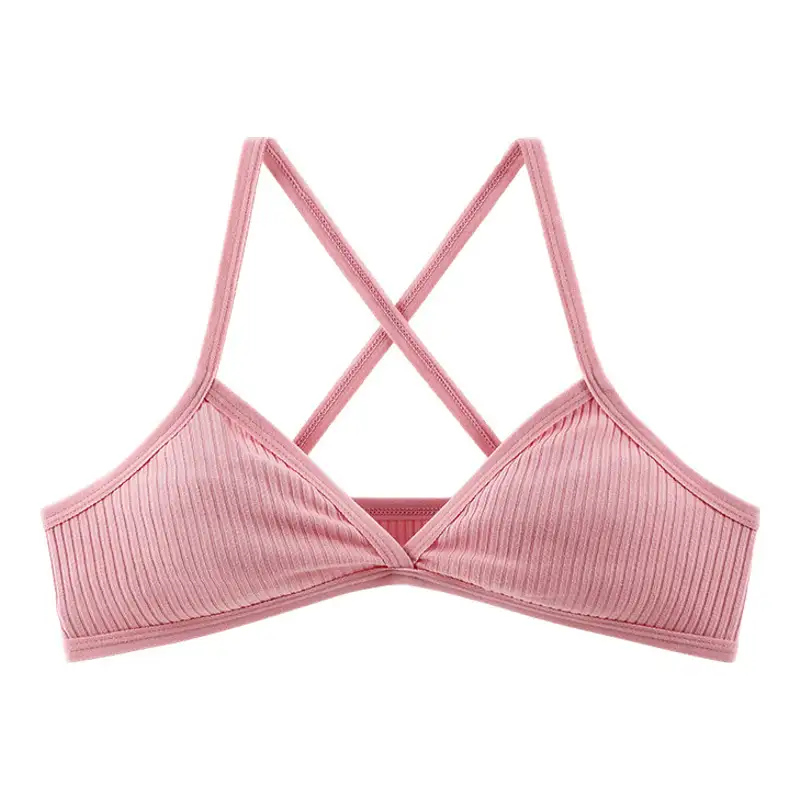 Women's Ribbed Cotton Cross-Back Bralette