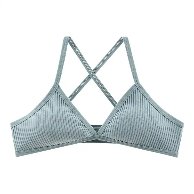 Women's Ribbed Cotton Cross-Back Bralette